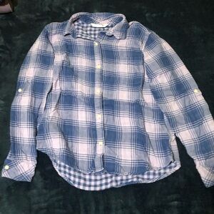 Riders by Lee Purple Plaid Button-Down Shirt Flannel Casual